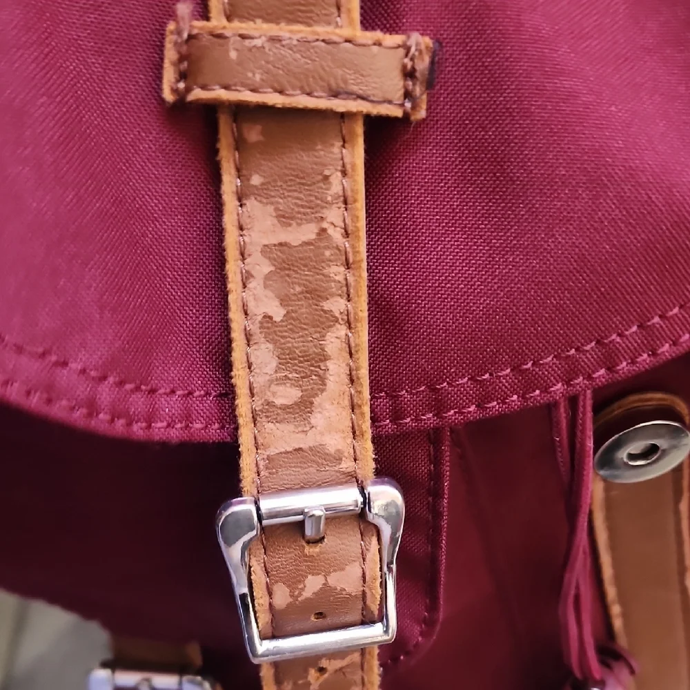 Herschel Maroon Backpack with Tan Straps - Picture 11 of 12